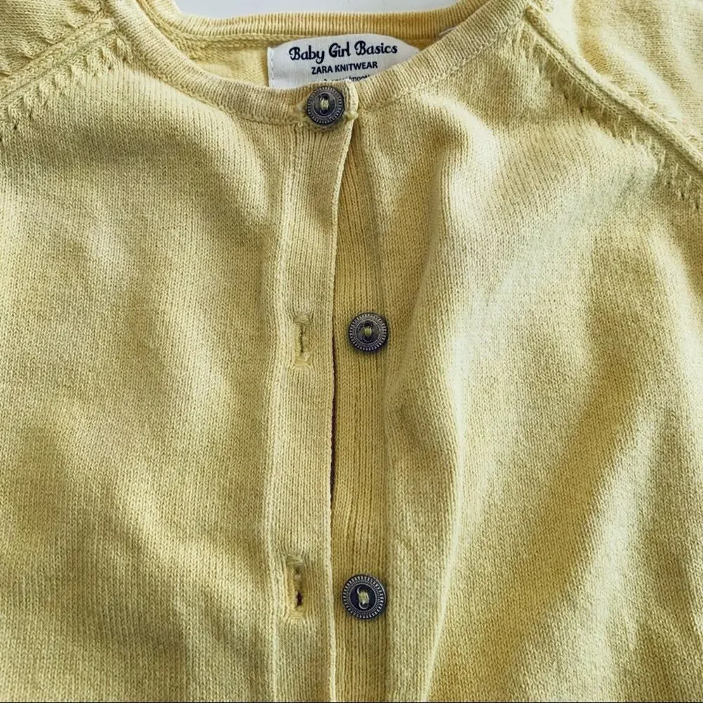 Zara girls cotton yellow cardigan sweater 12-18 months